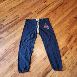 Hollister Blue Sweatpants M Y2K Skater Surfer Style With Pink Logo & Palm Tree E